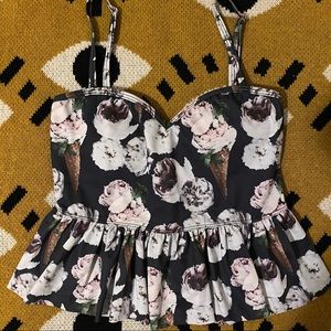 Small Kortni Jeane Ice Cream Floral Top